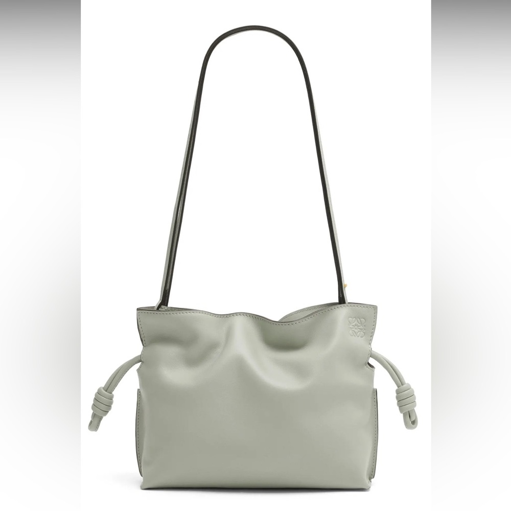 LOEWE Flamenco Mini Napa Drawstring Clutch Bag new with tags color is Ash Gray